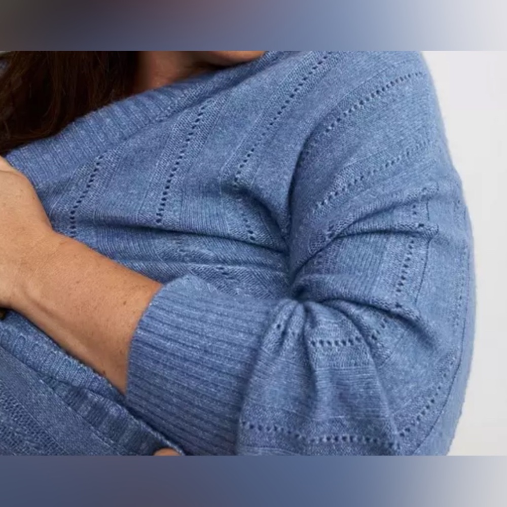 #x868 - Torrid Vegan Cashmere V-Neck Boyfriend Cardigan Sweater Dusty Blue - Picture 5 of 14